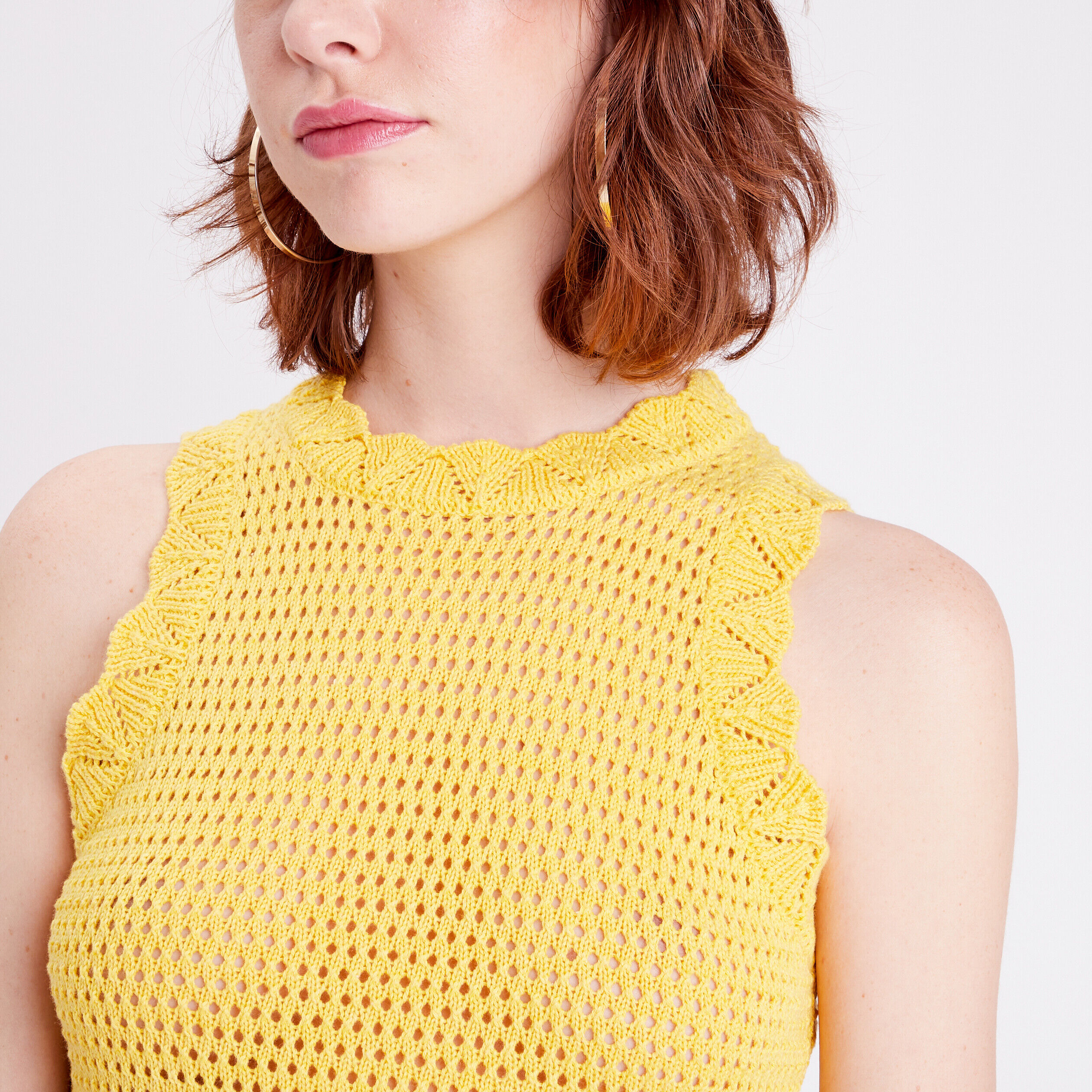 Débardeur aspect crochet jaune fluo femme | Cache Cache
