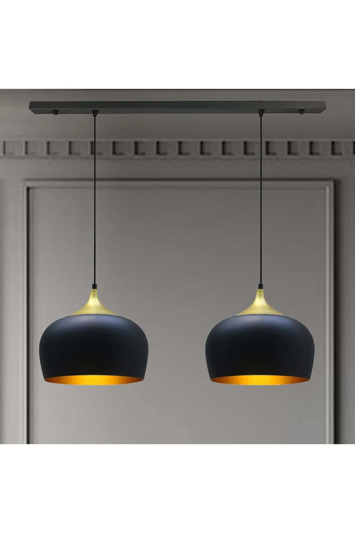 Bamyum  2x Hängelampe E27 Metall Set aus 2-3-4 Pendellampen Hängelampe Pendelleuchte