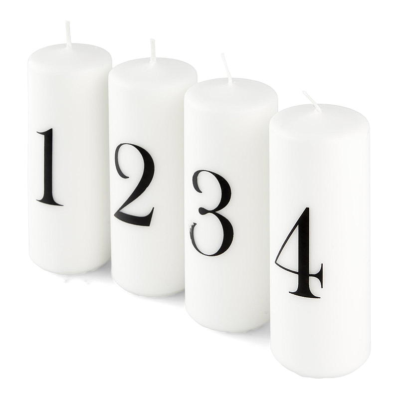 Vie Home Adventslys 4-pk 12 cm, 1-4 stearin hvit