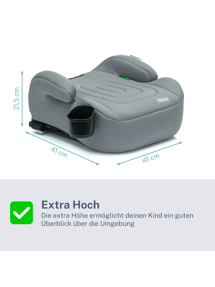 fillikid Sitzerhöhung mit verlängerbarer Isofix i-size Exklusiv in Grau günstig kaufen onesize