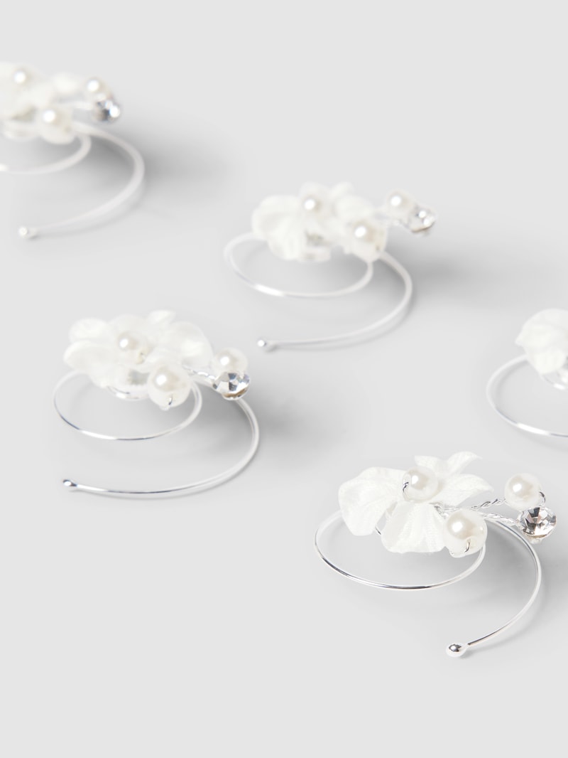 Haarschmuck mit Perlen im 6er-Pack in ecru