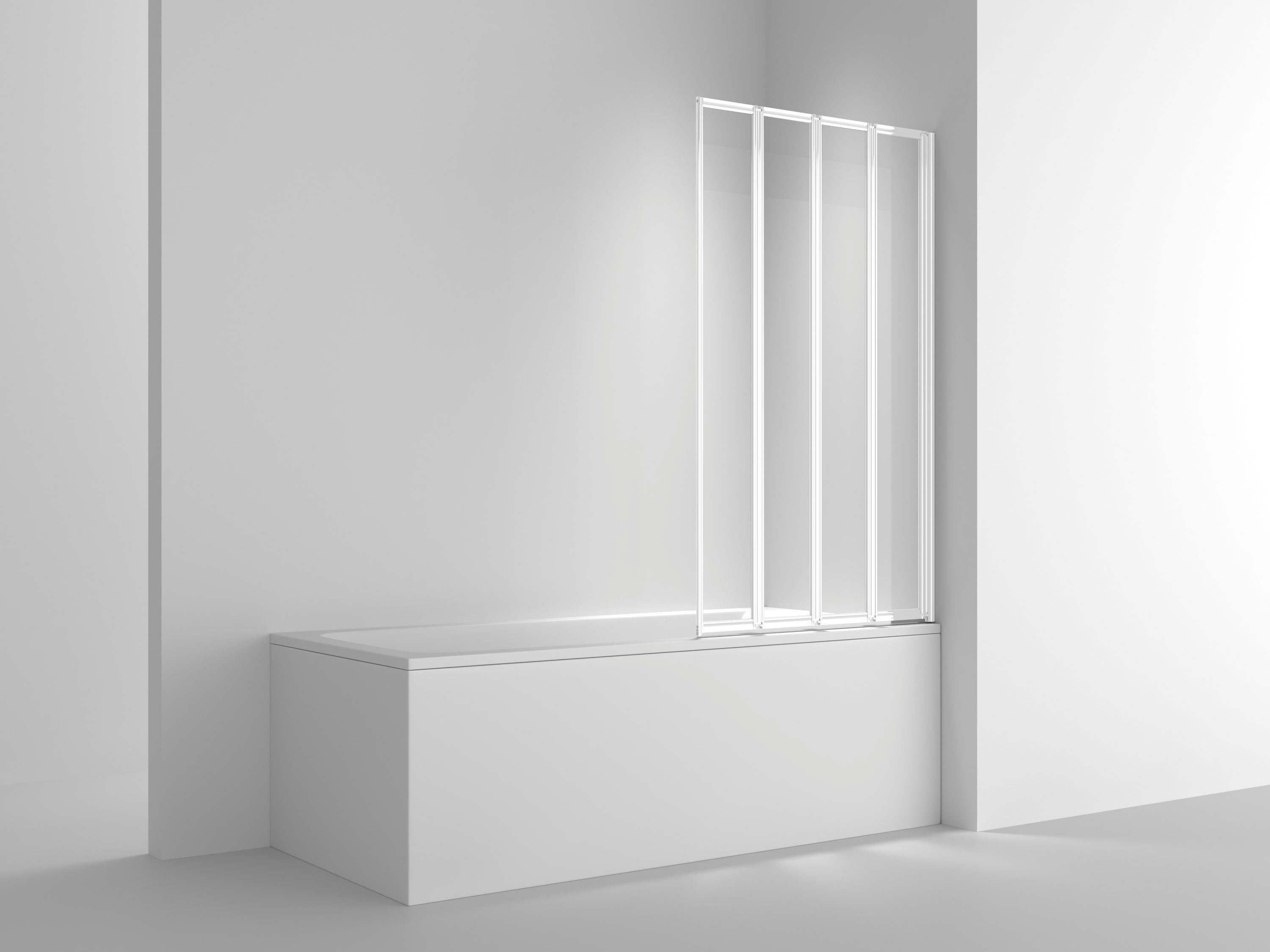 welltime Badewannenaufsatz Nassau, Einscheibensicherheitsglas, Badewannenfaltwand, Spritzschutzwand für Badewanne, Glas, 4 Elemente