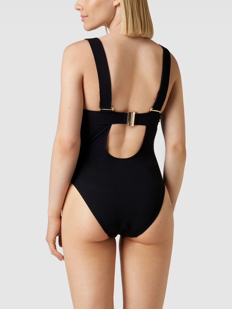 Badeanzug mit Allover-Muster in schwarz