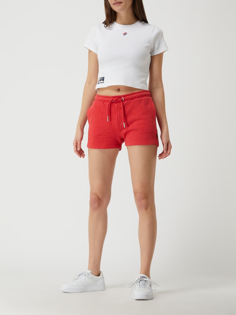 Sweatshorts aus Baumwollmischung in koralle