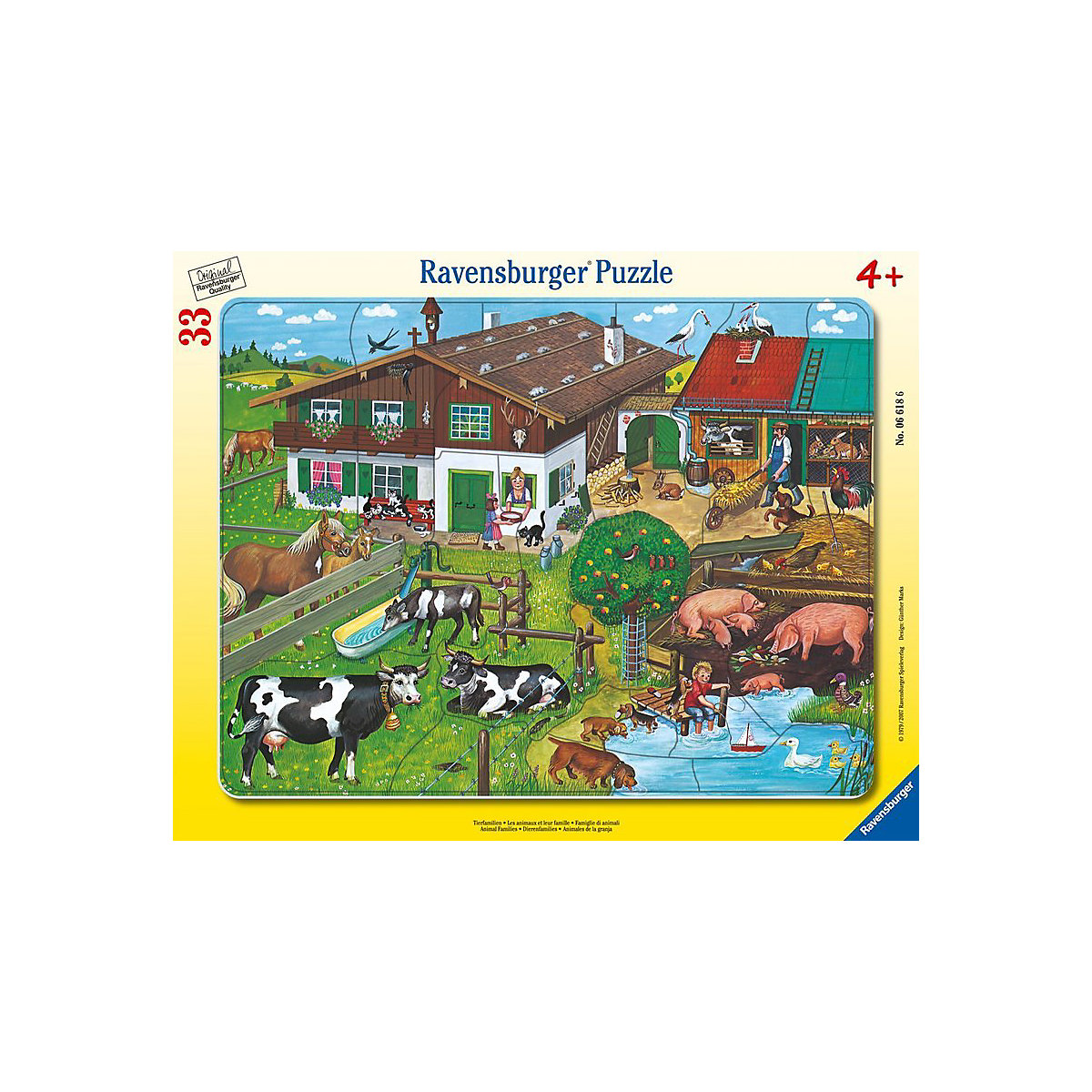 Rahmen-Puzzle, 33 Teile, 32,5x24,5 cm, Tierfamilien