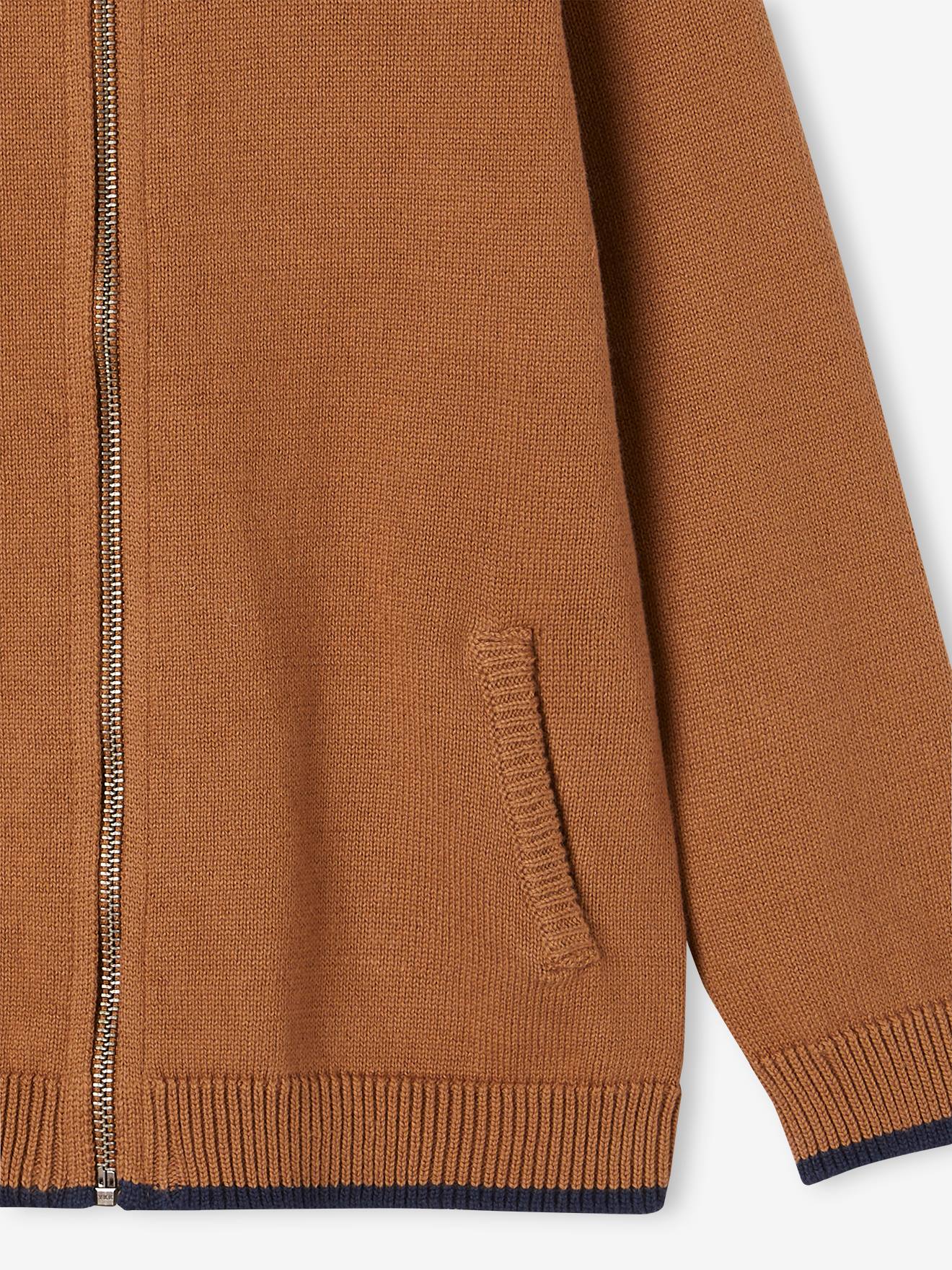 Vertbaudet Jungen Strickjacke im College, personalisierbar-Look Oeko-Tex - salbeigrün