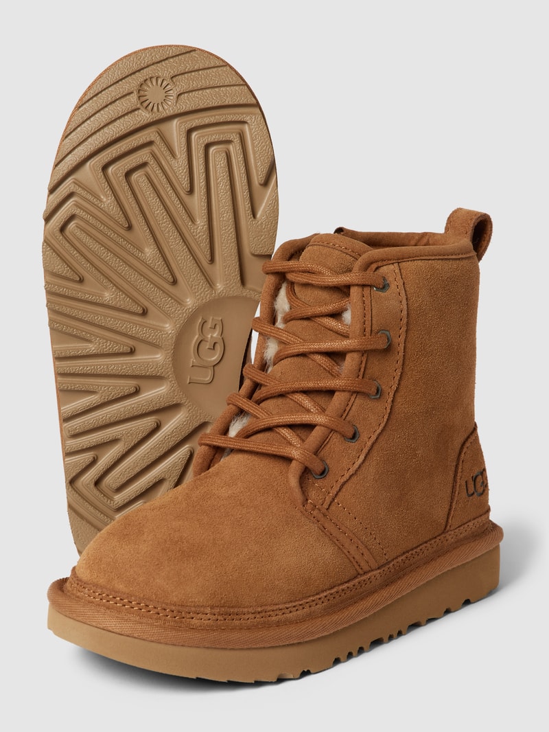 Schnürboots mit Label-Details Modell 'NEUMEL' in camel