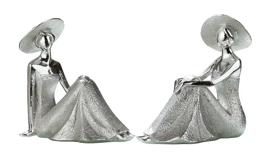GILDE Poly Lady Diva sitzend H=17cm silberfarben