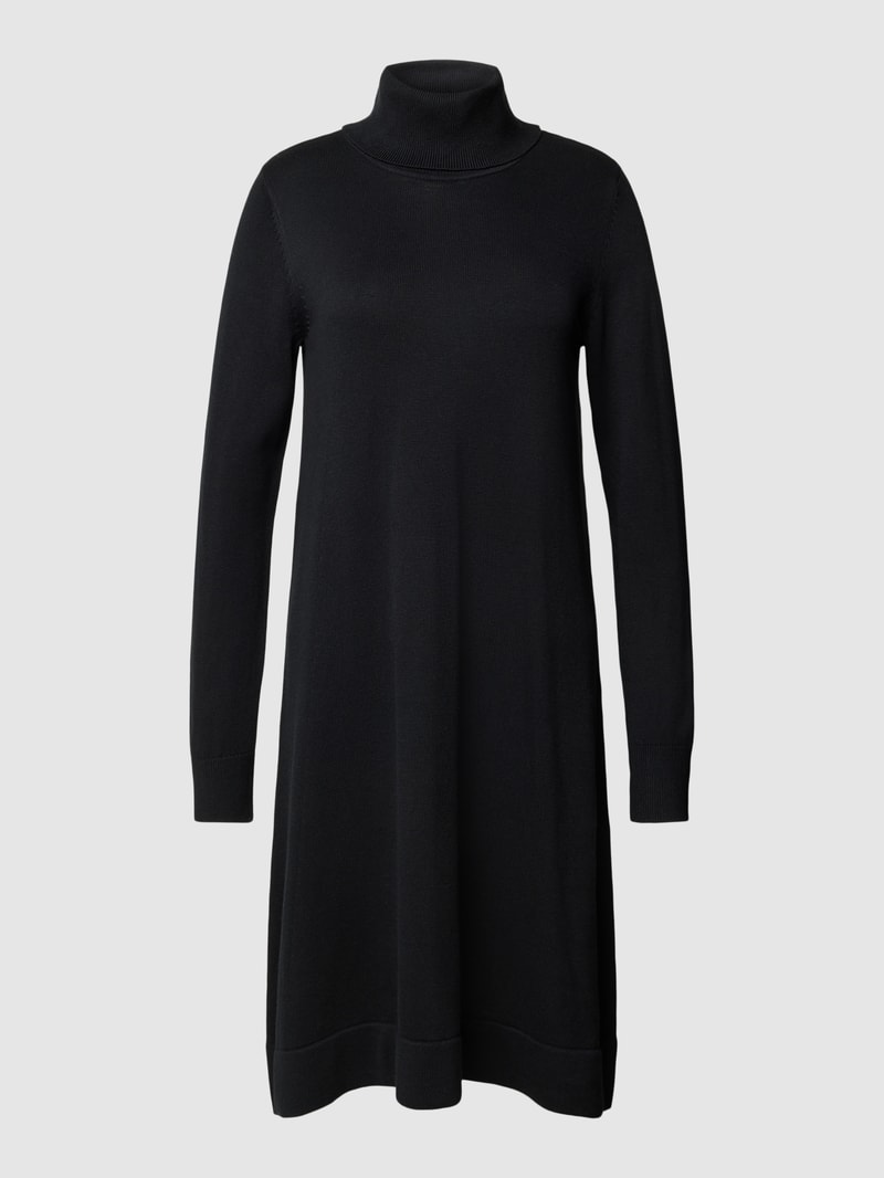 Knielanges Kleid mit Rollkragen in schwarz