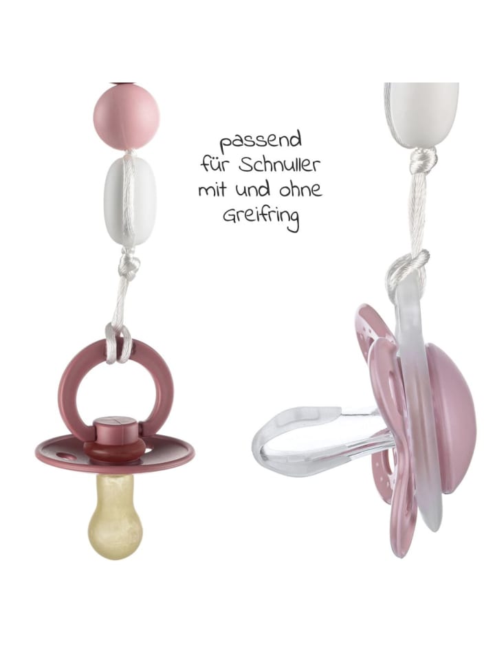 MiaMia Schnullerkette mit Silikon-Perlen & Gummiring inkl. in rosa,grau günstig kaufen onesize