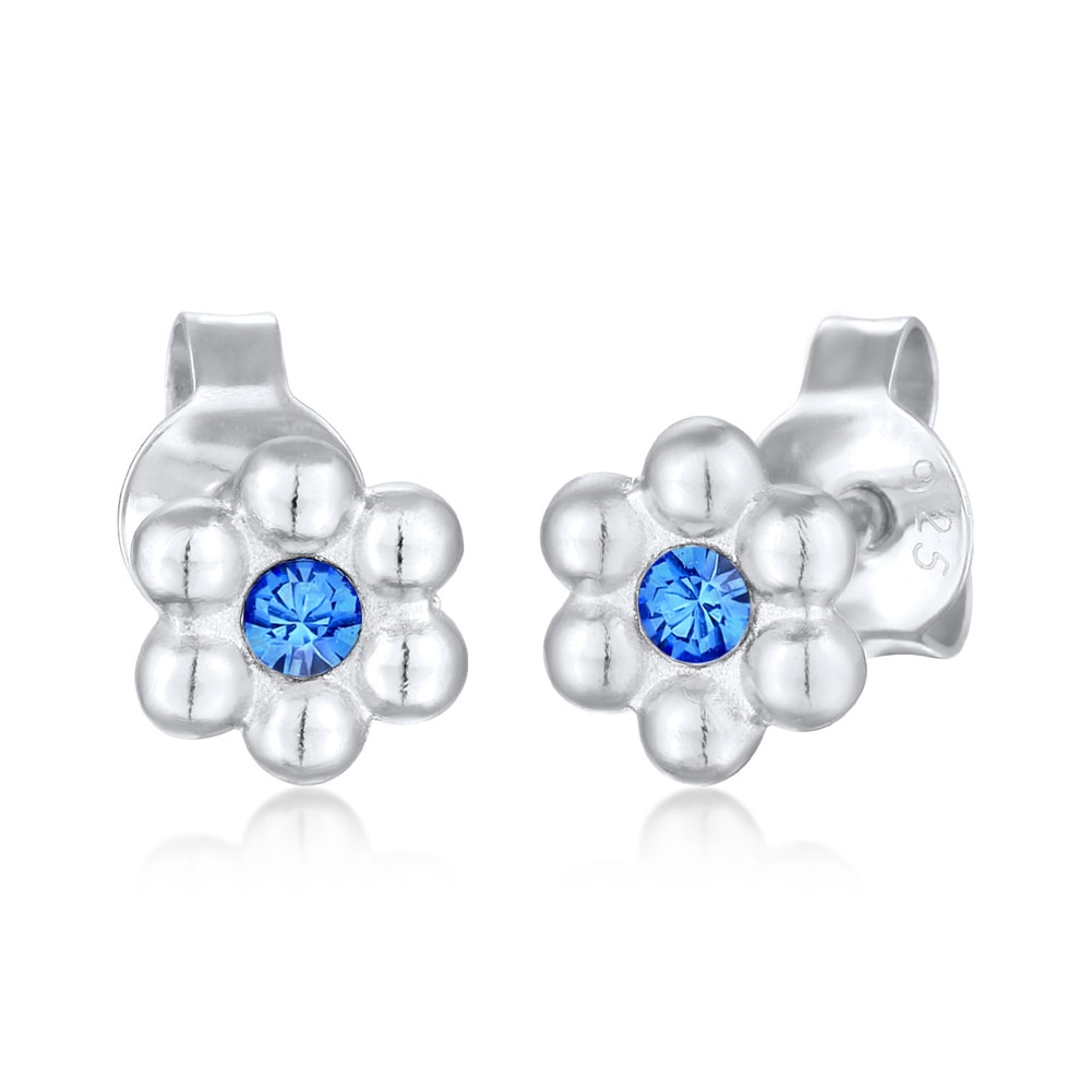 Elli Elli Boucles d'Oreilles Enfants clous d'oreilles fleur Ludique avec cristal bleu  Boucles d'oreilles