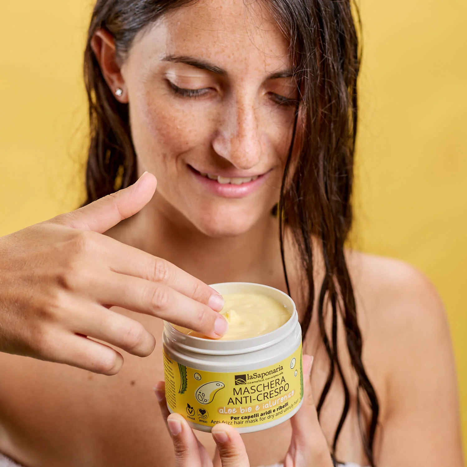 Mascarilla antiencrespamiento para cabello y cuero cabelludo - Aloe orgánico y ácido hialurónico - Mascarilla disciplinante/antiencrespamiento