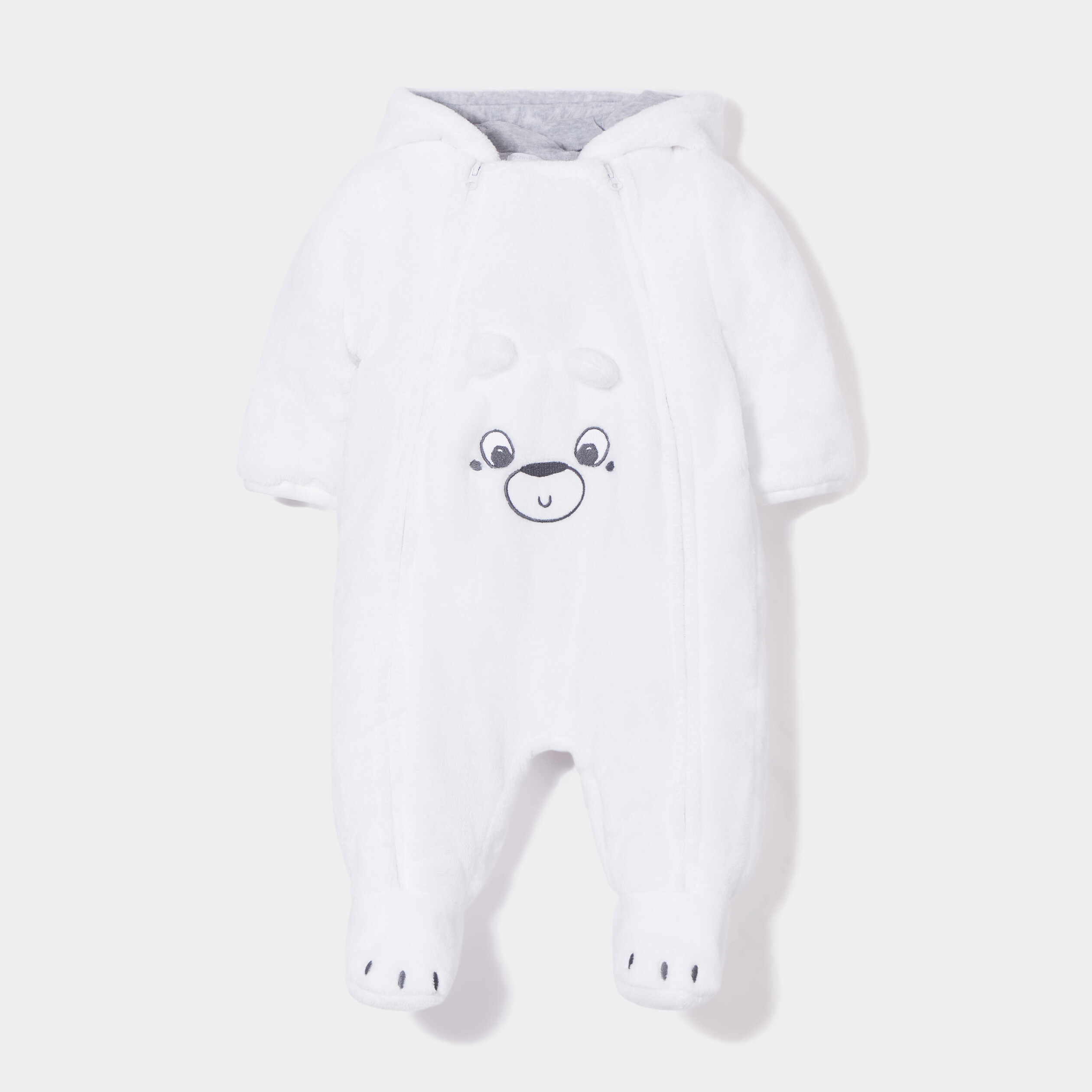 Combinaison à capuche zippée blanc bébé garçon | La Halle