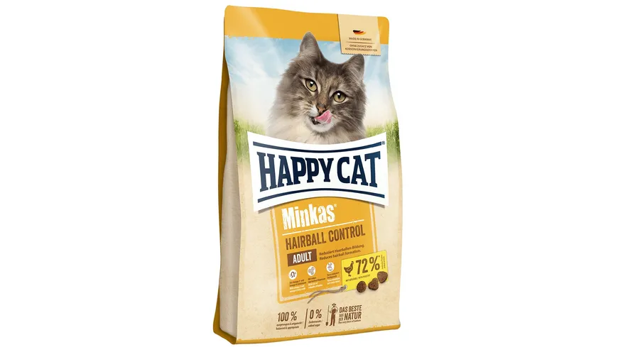 Happy Cat Katzentrockenfutter Minkas Hairball Control Geflügel 500 g 500 g