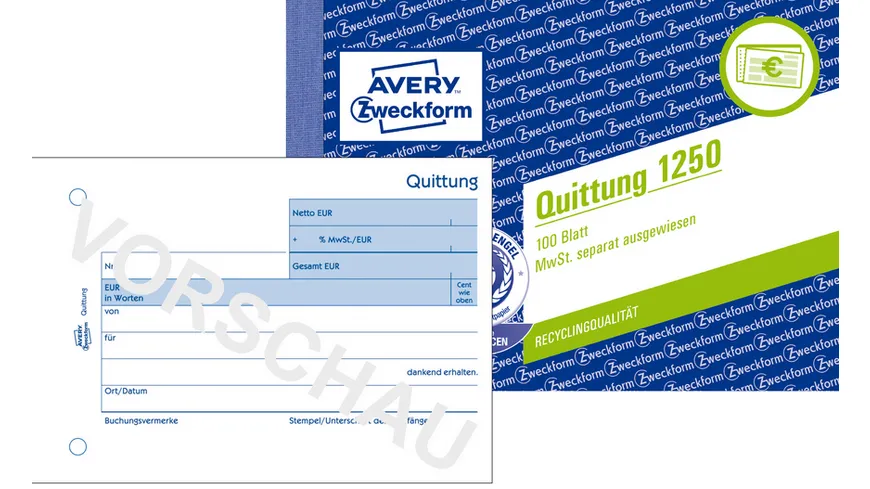 AVERY Zweckform Quittung DIN A6 Quer-Bogen 100 Blatt