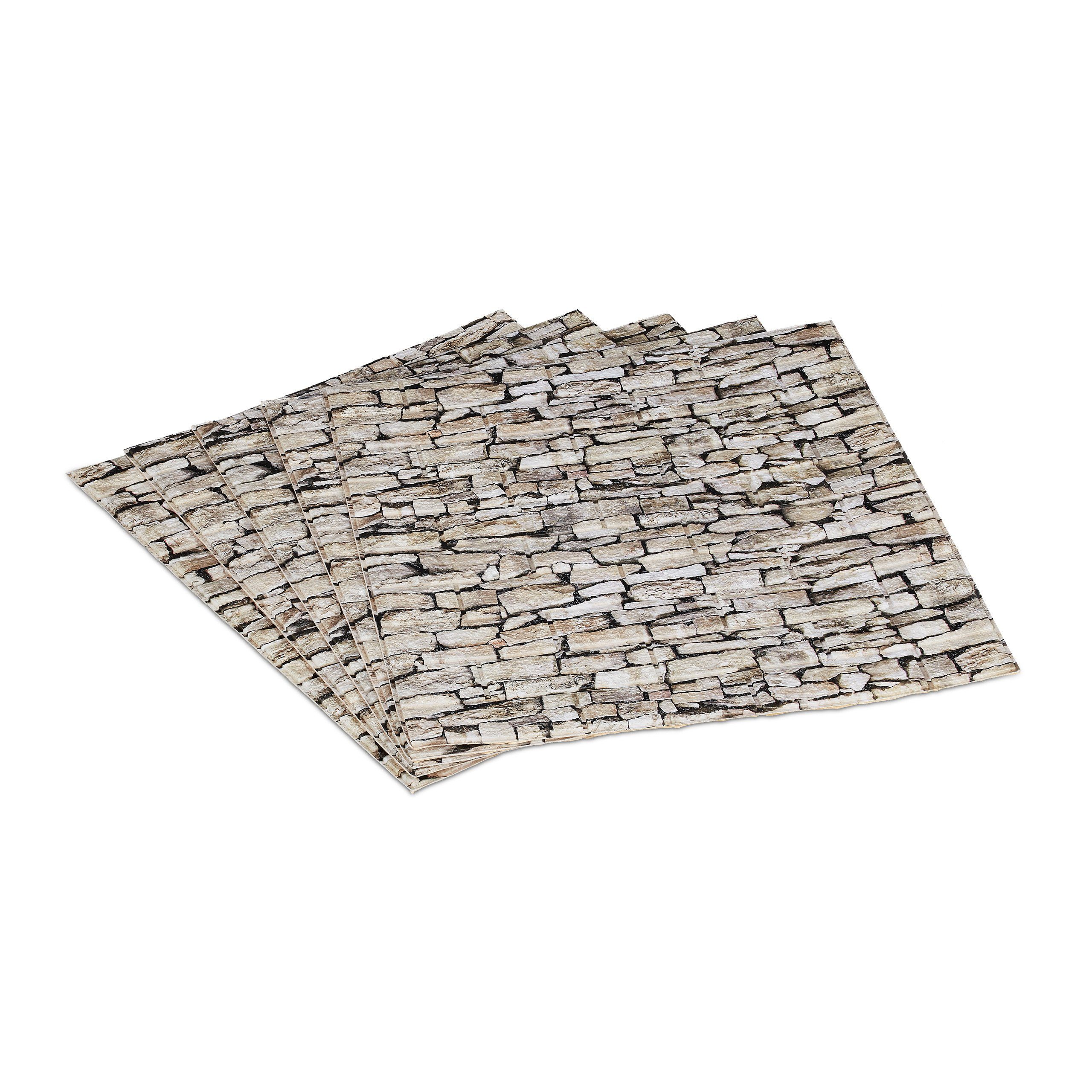 relaxdays Wandpaneel 10x Wandpaneele Steinoptik B