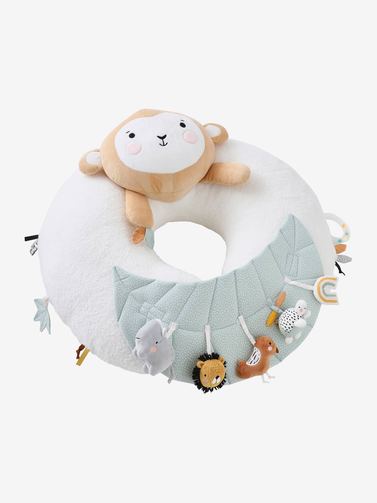 Vertbaudet Baby Activity-Kissen - weiß bedruckt/rosa welt