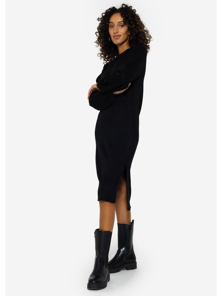 SASSYCLASSY Softes Jerseykleid in Midilänge in Schwarz günstig kaufen
