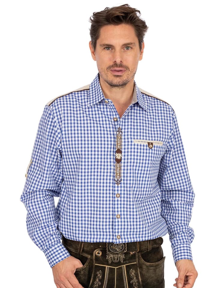 OS-Trachten Trachtenhemd 420032-2602 in blau günstig kaufen