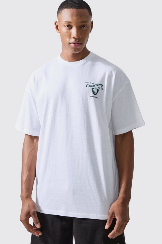 Man Active Oversize T-Shirt mit Golf Country Club Print