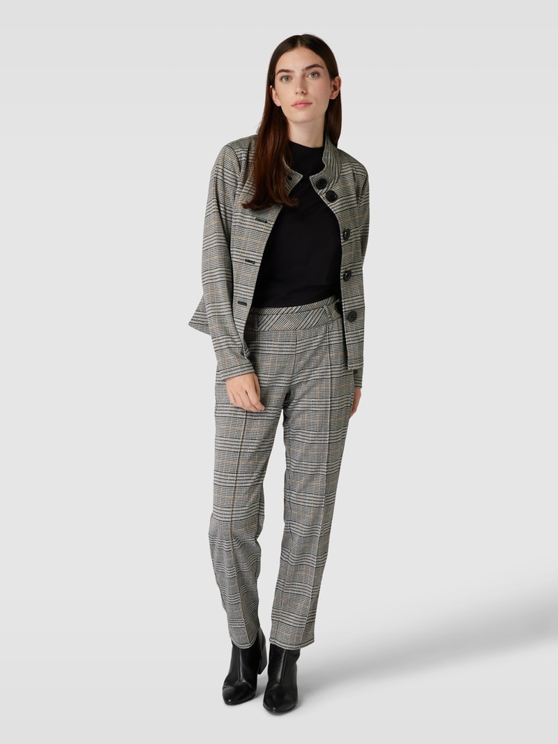 Stoffhose mit Glencheck-Muster in schwarz