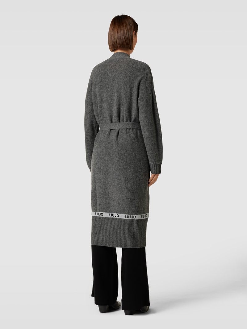 Longcardigan mit Bindegürtel in mittelgrau