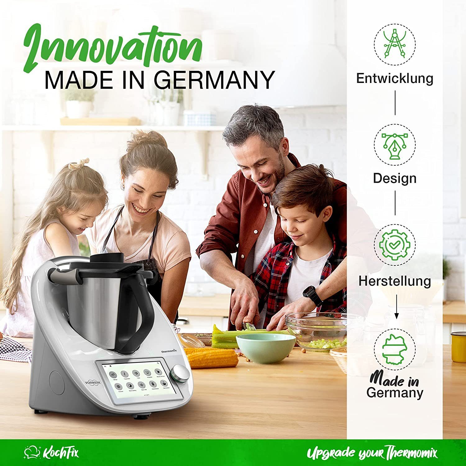 Mixcover Küchenmaschinen-Adapter KochFix Griff für Thermomix Gareinsatz Garkorb für TM6 TM5 TM31 Innovativer Zangengriff für sicheren Halt beim Herausnehmen einfache Bedienung