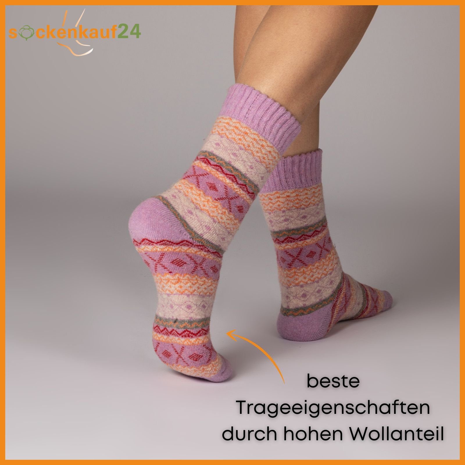 sockenkauf24 Thermosocken 5 Paar Damen & Herren dicke warme Wollsocken Innenfrottee Wintersocken WP