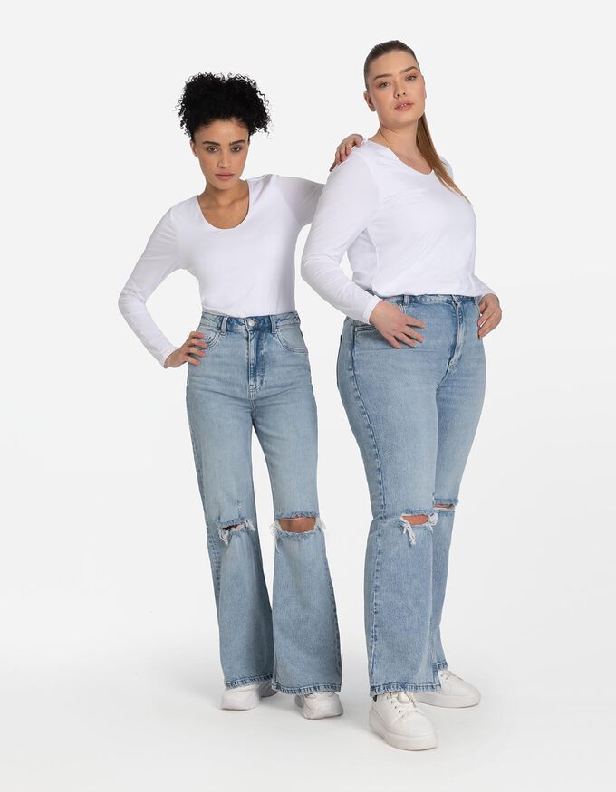 Langarmshirt - V-Ausschnitt