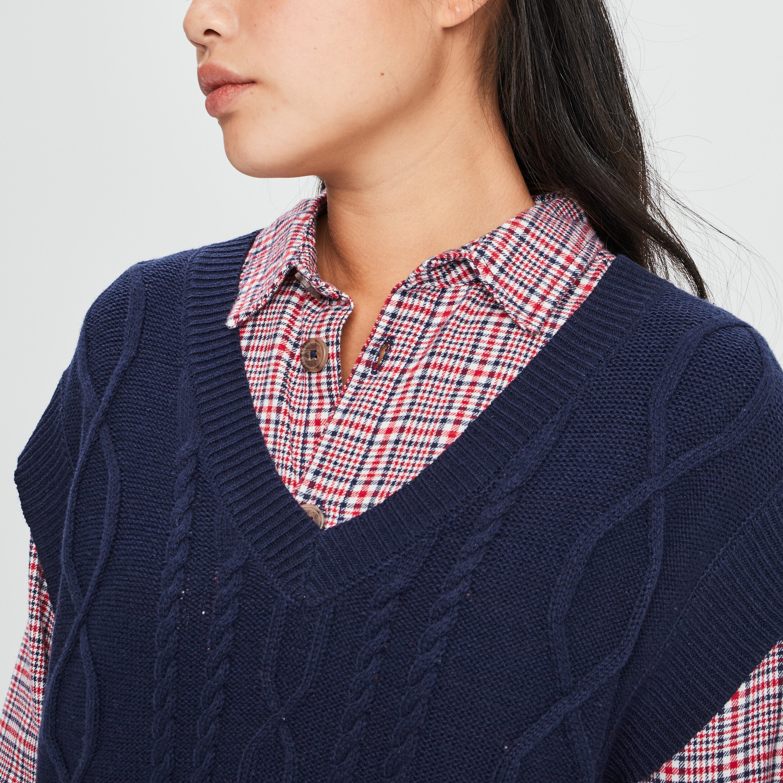 Pull court sans manches bleu marine femme | La Halle
