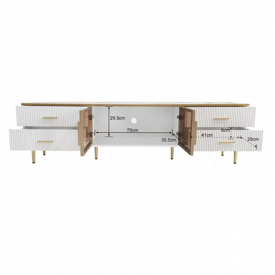 Merax Wohnwand, (2-St., Couchtisch und Lowboard mit LED-Beleuchtung), Wohnmöbel Set mit Glastüren und Schubladen, Wohnzimmerset