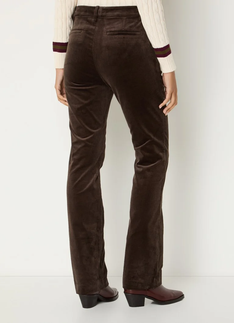 Pantaloni din catifea reiată cu talie medie și croială dreaptă Ralph Lauren
