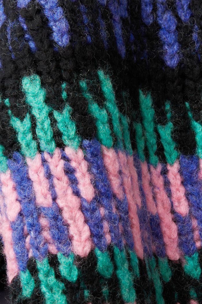 Mehrfarbiger Grobstrickpullover aus Wollmix