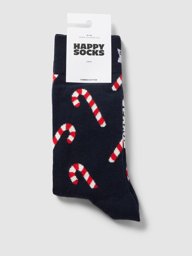 Socken mit Motiv-Print Modell 'Candy Cane' in dunkelblau