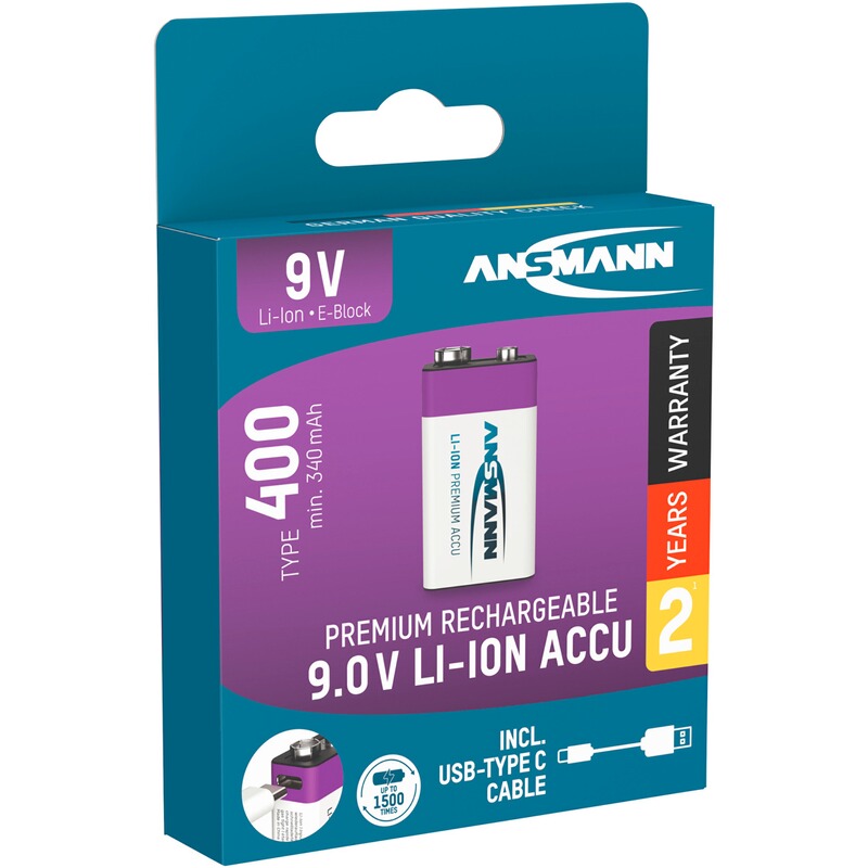 Ansmann Akku Li-Ion 9V E-Block &ndash; 1 Stück