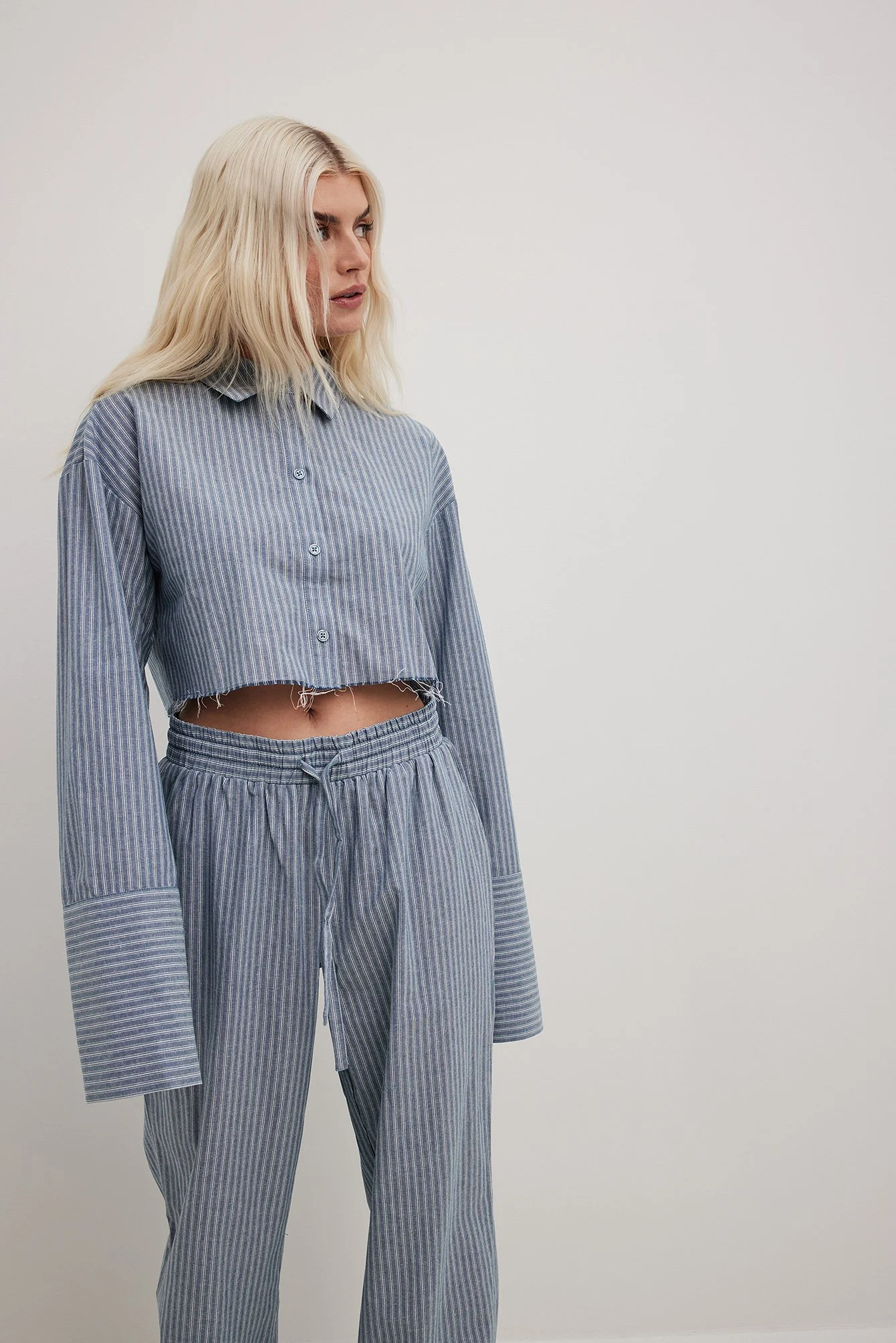 Gestreifte cropped Hemdbluse