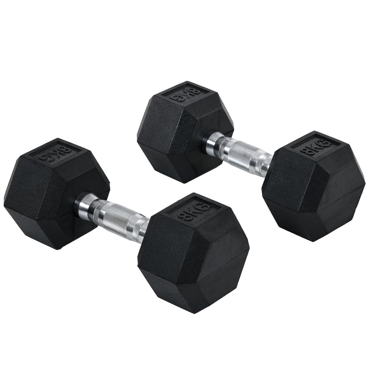 HOMCOM 2er-Set Gummi-Hantel Fitness Hantel Kurzhantel für Trainingsraum schwarz 8 KG