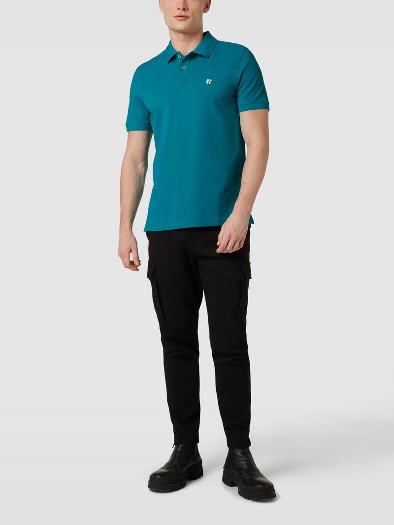 Poloshirt mit Logo-Stitching in smaragdgrün