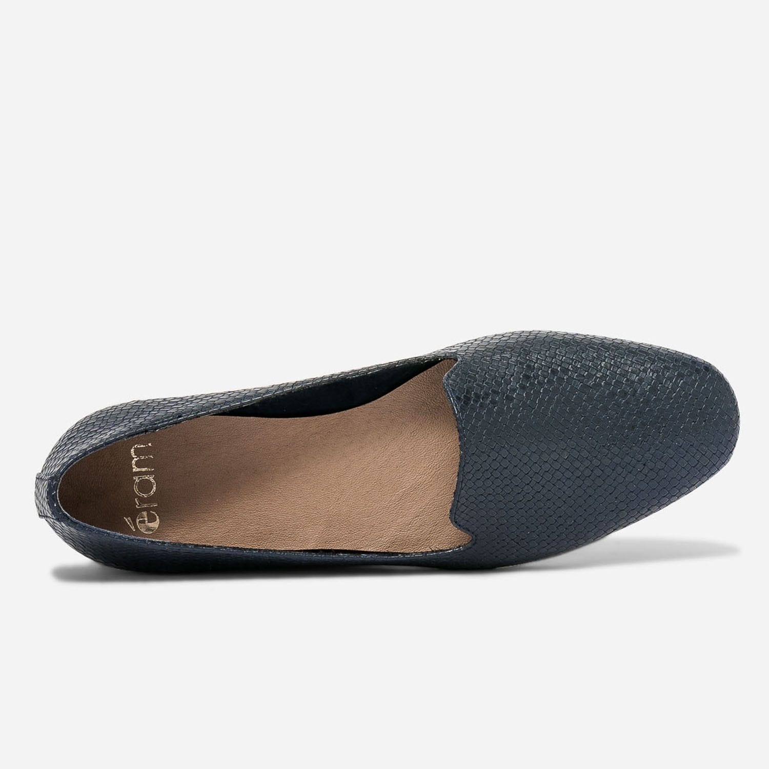 Slipper bleu marine embossé tressage