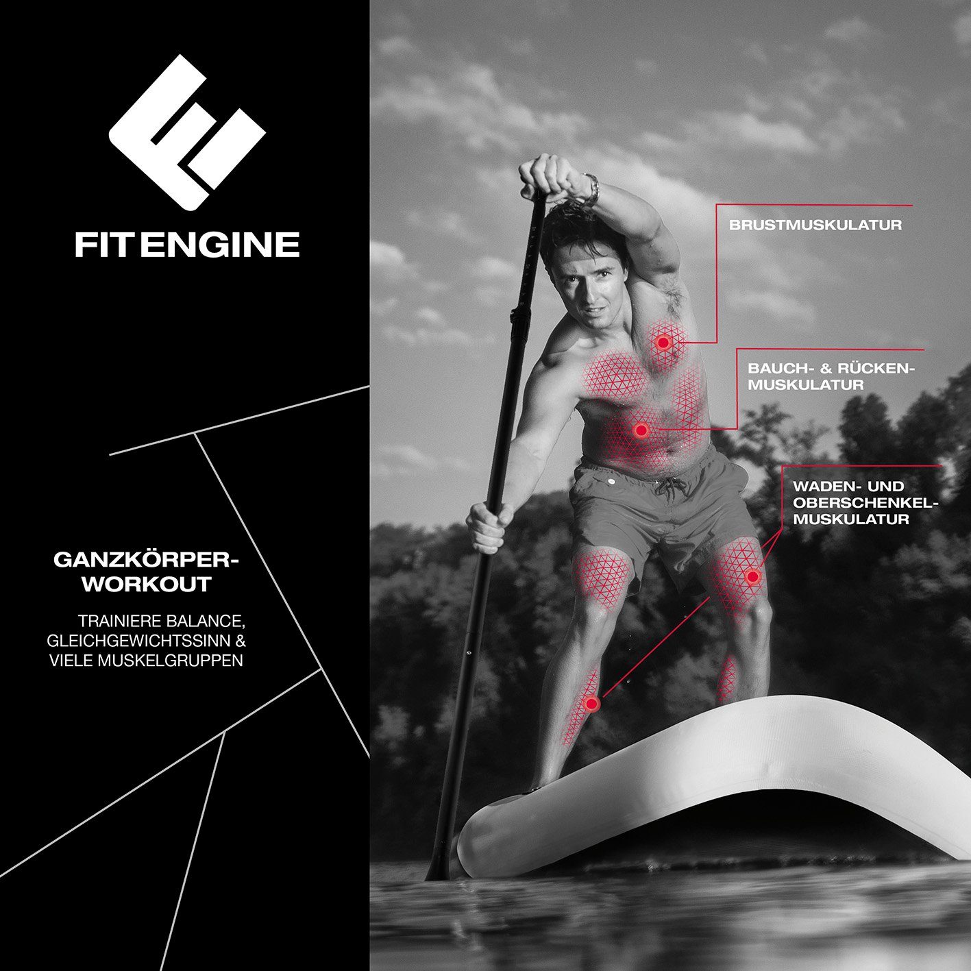 FitEngine Inflatable SUP-Board XXXL Stand Up Paddle Board inkl. Zubehör, Groß Stabil 325cm 140kg Board aufblasbar Paddel