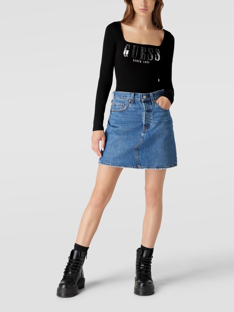 Body mit Label-Print Modell 'HEVELINA' in schwarz