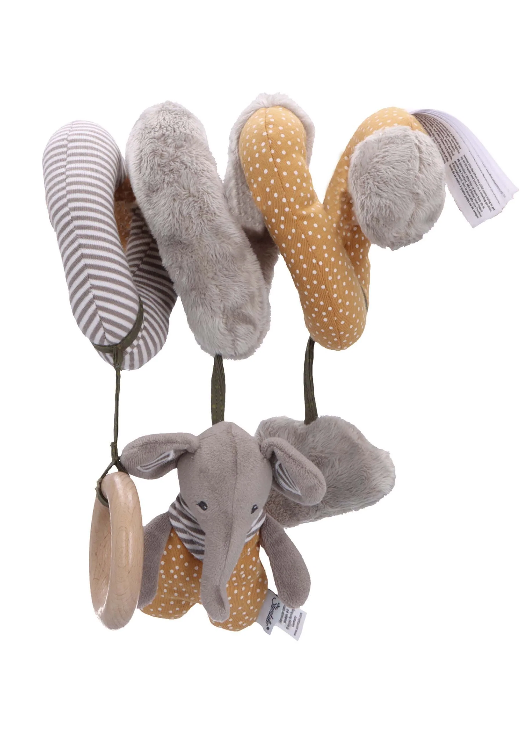 Spielzeugspirale Elefant Eddy in Grau mit Holzring
