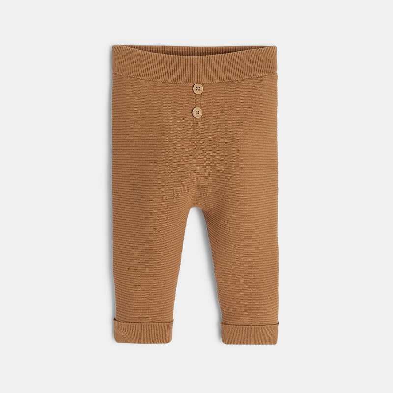 Pull dinosaure et pantalon maille tricot beige naissance