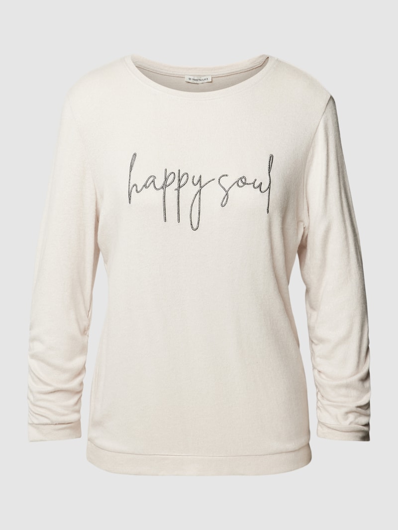 Longsleeve aus Viskose-Mix mit 3/4-Arm in hellgrau meliert
