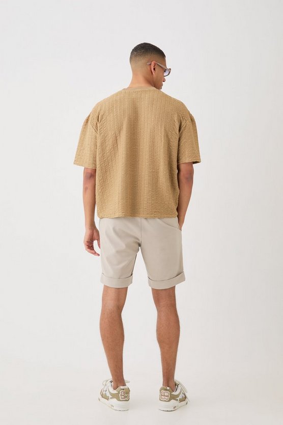 Kastiges strukturiertes Oversize T-Shirt