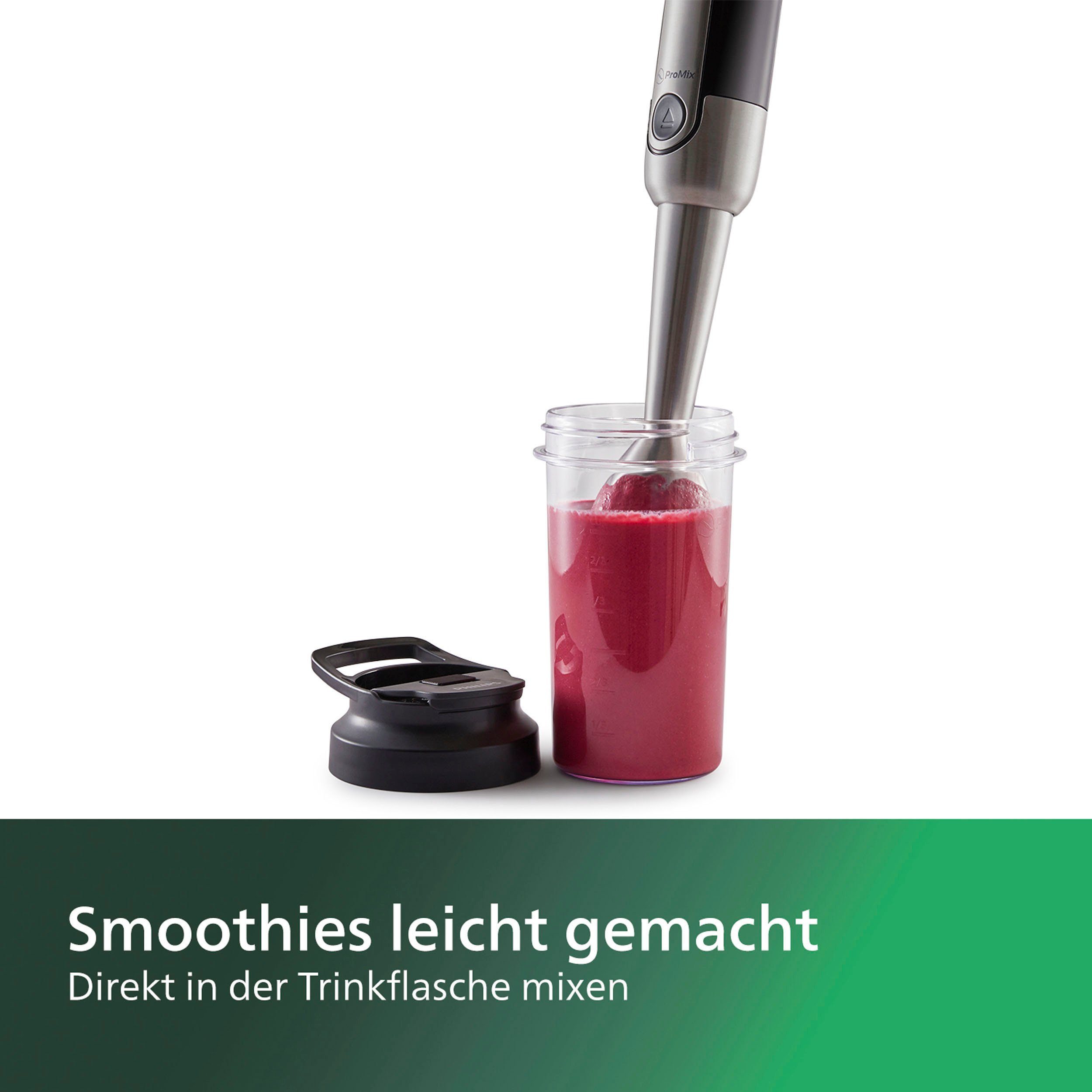 Philips Stabmixer HR2650/90 Viva, SpeedTouch, inkl. 2-in-1 Togo Trinkflasche & Mixbecher, 800 W
