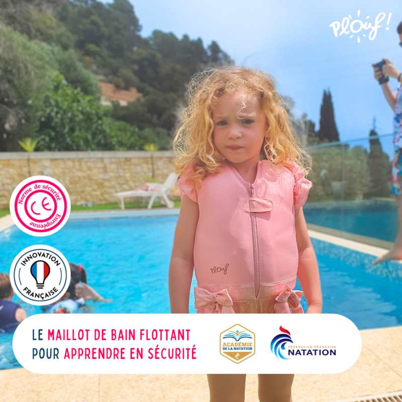 Maillot de bain flottant : Fleurette Rose poudré