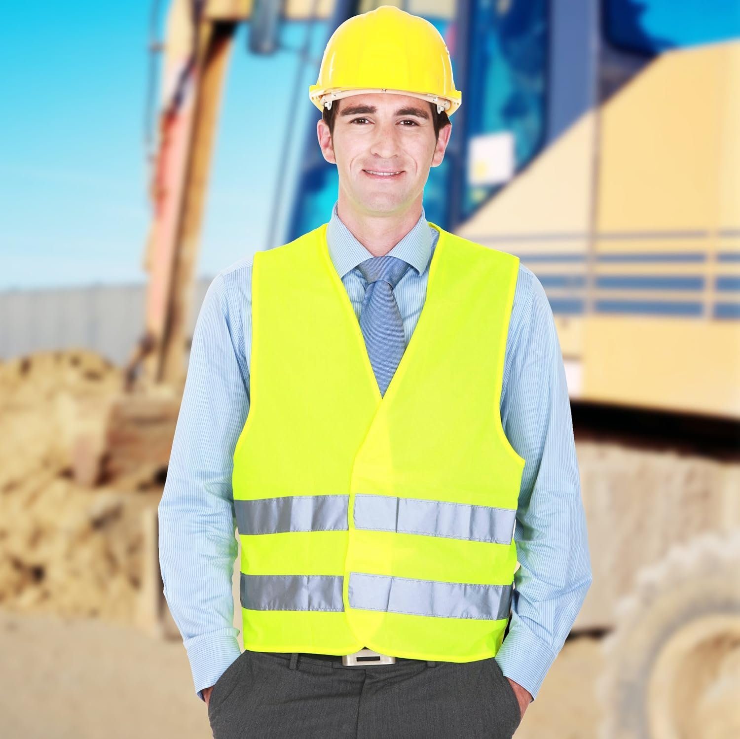 Einemgeld Warnweste 10 Stück Warnwesten Auto Pannenweste, Waschbar, High Visibility Vest