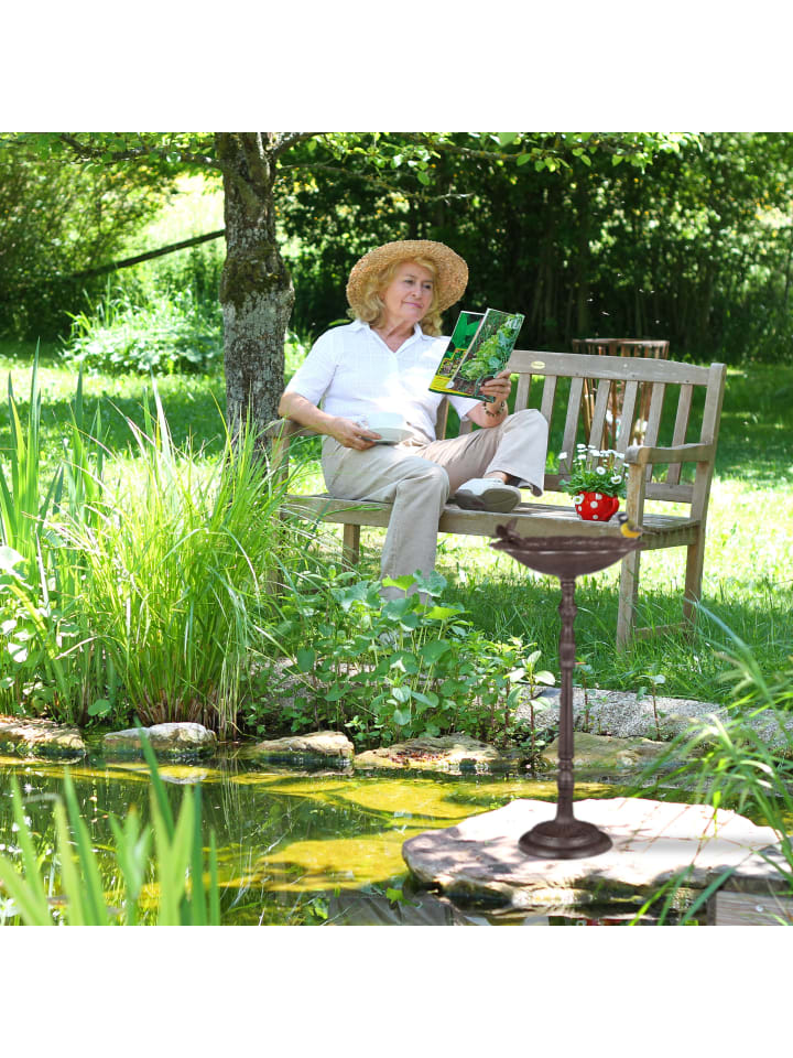 relaxdays Vogeltränke Garten in Braun günstig kaufen onesize