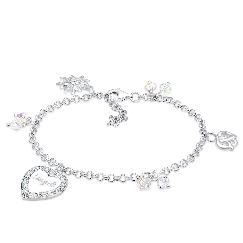 Elli Elli Bracelet Costume Coeur Cristaux Bracelet Femme  (925/1000) Argent Bracelet